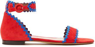 Tabitha Simmons Leon ric-rac trimmed suede sandals