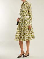 Thumbnail for your product : Prada Iris Print Cotton Poplin Skirt - Womens - Green Print
