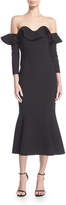 Thumbnail for your product : Oscar de la Renta Flounced Off-Shoulder Illusion Midi Dress