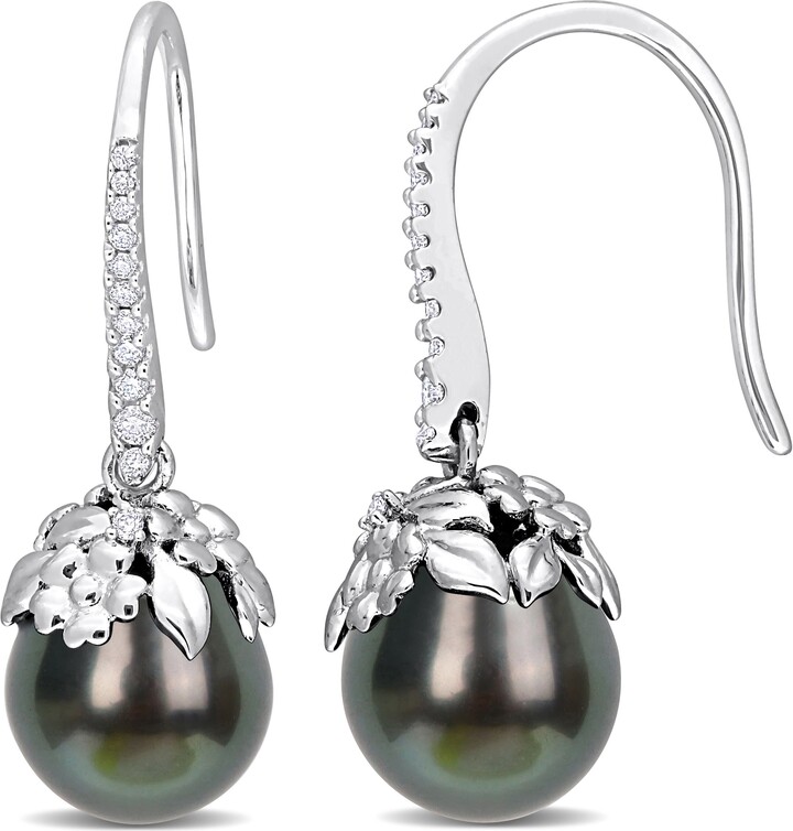 Julianna B. Cultured Pearl & Diamond Hook Earrings 14k