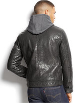 Thumbnail for your product : Sean John Hooded Faux Leather Bomber Jacket