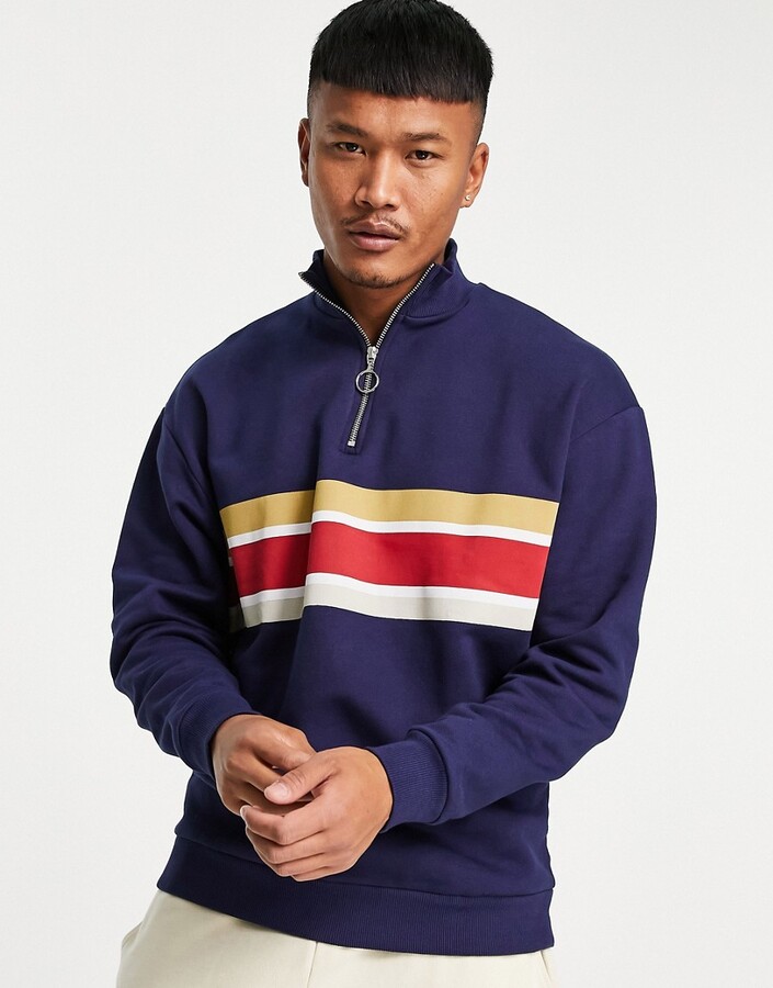 Mens Half Zip Navy Sweatshirt | Shop the world's largest 