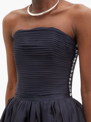 Alexandre Vauthier Crystal-button Strapless Silk Mini Dress - Navy