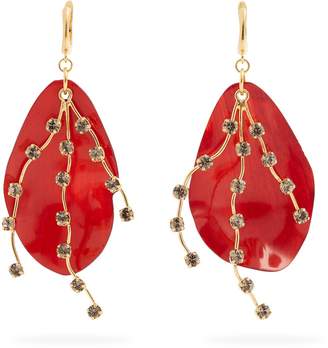 Marni Crystal-embellished leaf earrings
