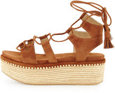 Thumbnail for your product : Stuart Weitzman Romanesque Lace-Up Platform Sandal, Saddle