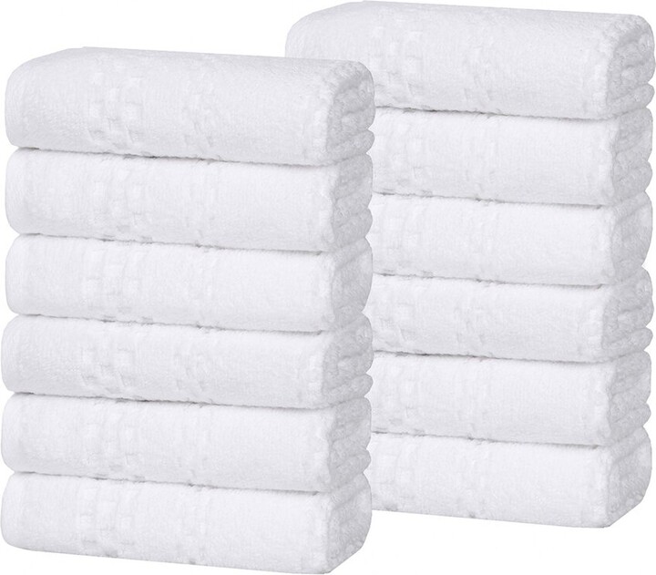 Superior Set Of 12 Playa Zero Twist Cotton Solid Waffle Textured Washcloths