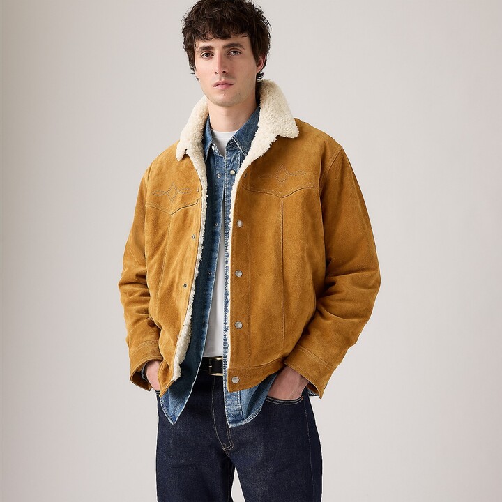 Levi's Western Suede Sherpa Trucker Jacket - Men's - Evening Sun