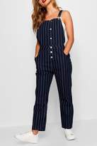 Thumbnail for your product : boohoo Petite Stripe Button Front Overall