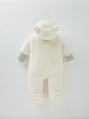 Mini V by Very Baby Unisex Faux Fur Cuddle Suit - Ivory