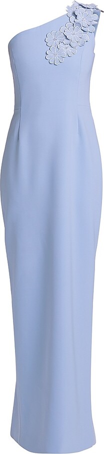 Catherine Regehr Women's Barcelona Floral Appliqué One-Shoulder Gown - Blue - Size 4