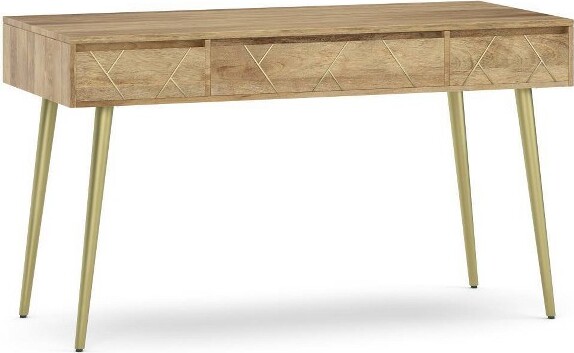 WyndenHallBissellDeskNatural:Mid-CenturyModernStyle,MangoWood&MetalFrame,FileCabinetIncluded