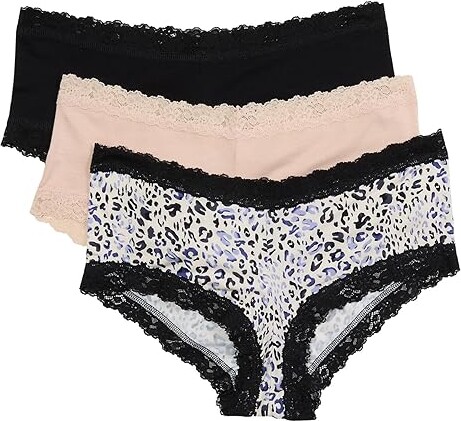 Hanky Panky Dreamease Regular Boyshort 3-pack Women's Underwear Black/Chai/Spotted : SM, Lycra/Modal/Nylon