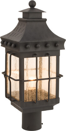 8.5x20.75 Dover Hand Forged Iron 1 Light Post Lantern | Metal