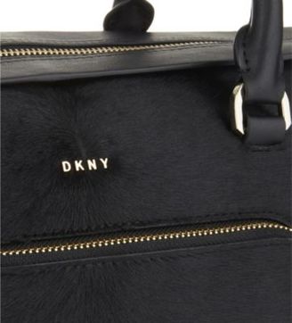 DKNY Greenwich calf-hair large leather satchel