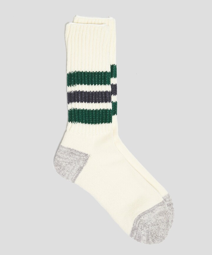 RoToTo Coarse Ribbed Old School Crew Socks in Green - ShopStyle