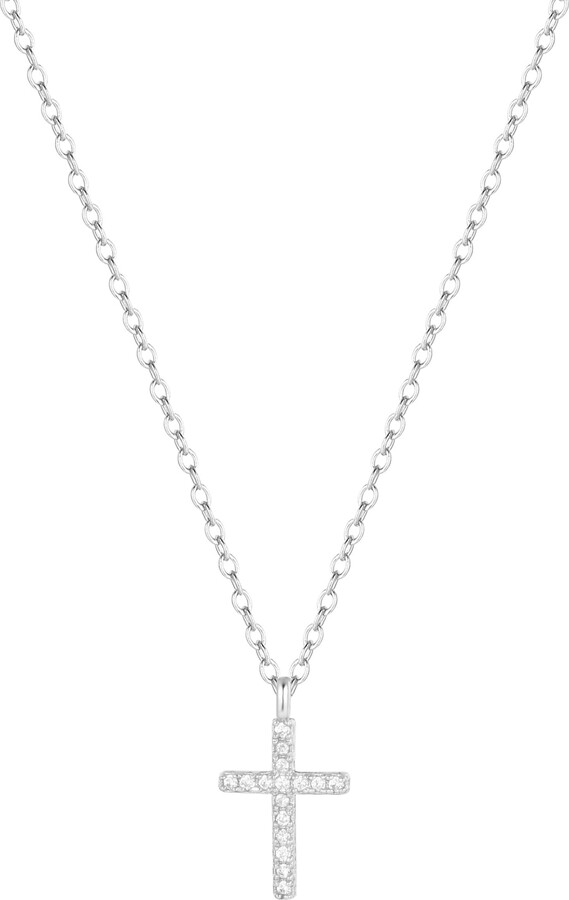 Kamaria Mini Cross Necklace With Crystals - Silver