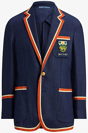 Polo Ralph Lauren Mens Navy Tailored Single-Breasted Linen Cricket Blazer 46R
