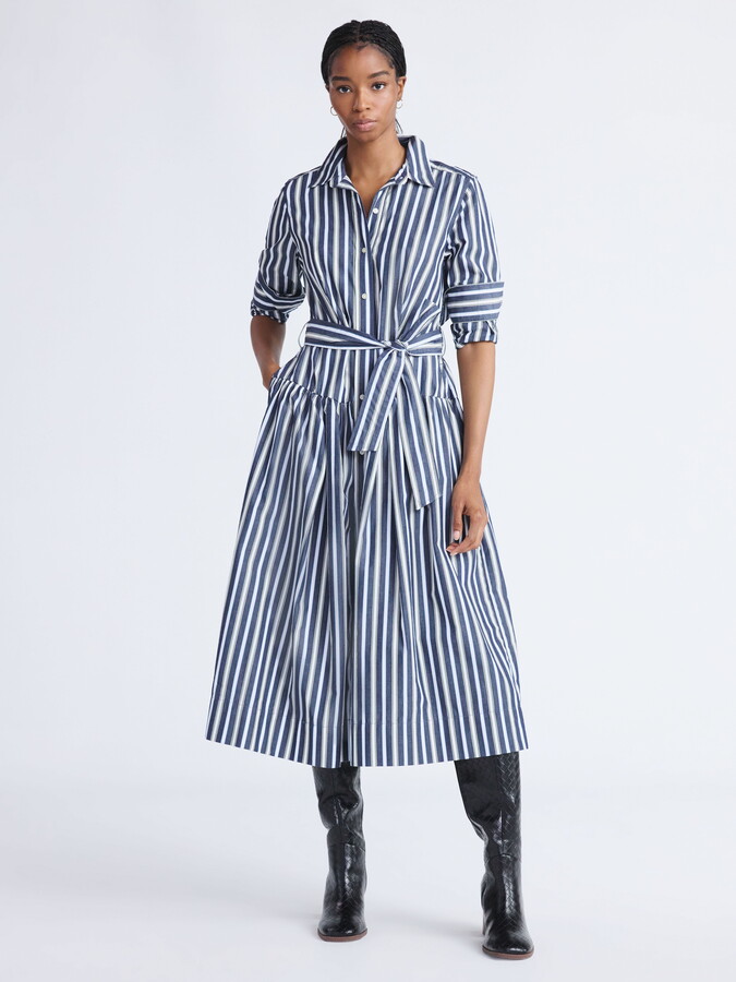 Free Assembly Women’s and Women’s Plus Belted Cotton Maxi Shirtdress with Long Sleeves, Sizes XS-4X