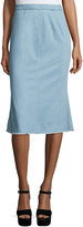 Thumbnail for your product : Nicholas Fluted-Hem Denim Skirt, Light Blue
