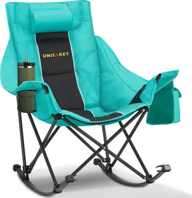 Latitude Run Oversize Folding Rocking Camping Chair For Outside Use With Cup Holder,Support 400 Lbs