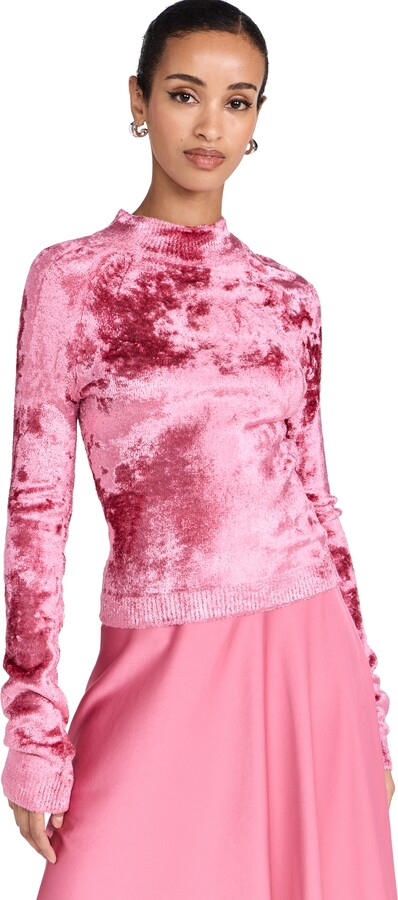 Sally LaPointe High Shine Velvet Raglan Long Sleeve Top