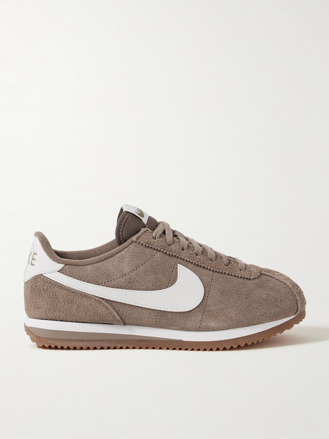 Nike Cortez Vintage Leather-trimmed Brushed-suede Sneakers - Neutrals