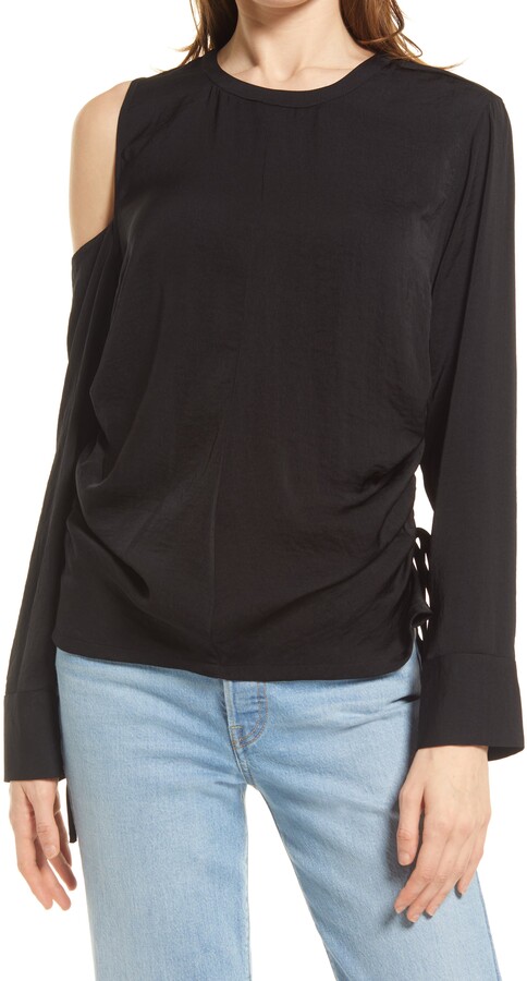 OrchidAmor Women Cold Shoulder Long Sleeve Sweatshirt Pullover Tops Blouse Shirt Black 