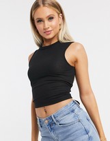 Thumbnail for your product : NA-KD cut out tie back top in black