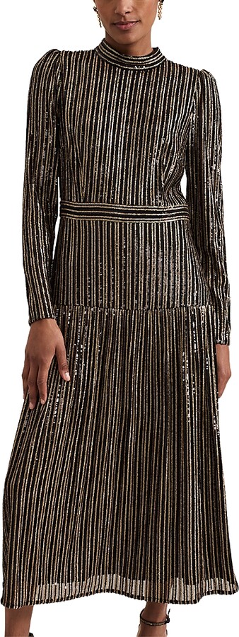 Phase Eight Gloria Sequin Stripe Midi Dress