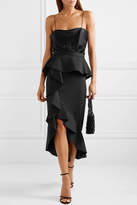 Thumbnail for your product : Alice + Olivia Alessandra Ruffled Cotton-blend And Satin Midi Skirt