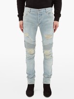 Thumbnail for your product : Balmain Distressed Slim-leg Biker Jeans - Blue