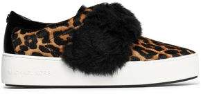 MICHAEL Michael Kors Faux Fur-trimmed Leopard-print Calf Hair Slip-on Sneakers