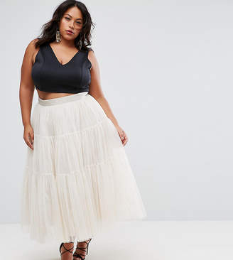 ASOS Curve Tiered Tulle Prom Skirt With High Waisted Detail