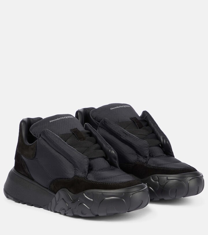 Alexander McQueen Puffy suede-trimmed sneakers - ShopStyle