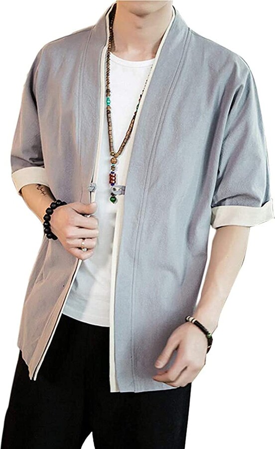 Herren Japan Happi Kimono Shirt - Haori Cardigan, Sommer Jacke