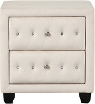 Mercer41 Modern Style Crystal Tufted 2-Drawer Nightstand, Upholstered Nightstand