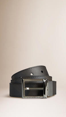 Burberry Reversible Smoked Check And Leather Belt