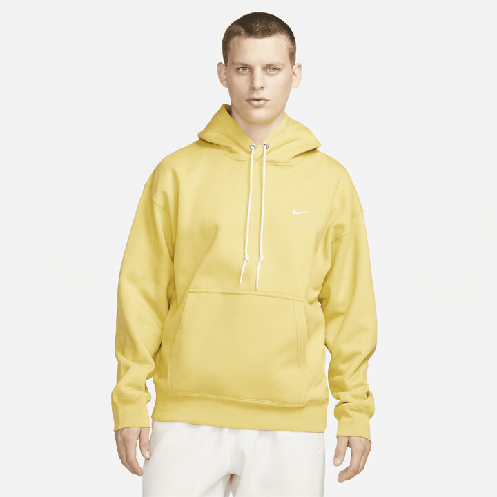 Nike Men's Solo Swoosh Fleece Pullover Hoodie in Yellow | DX1355-700
