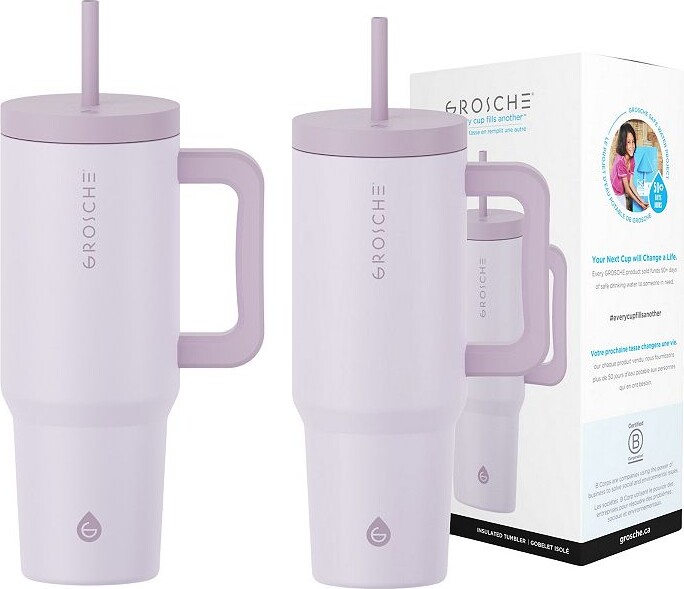 Grosche ASPEN 40-oz. Tumbler with Handle and Straw 2-pk.