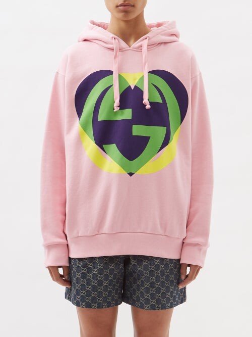 Gucci Love Parade Cotton-jersey Hooded Sweatshirt - Light Pink - ShopStyle