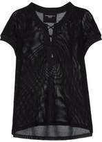 Thumbnail for your product : Majestic Filatures Lace-Up Cotton-Mesh Top