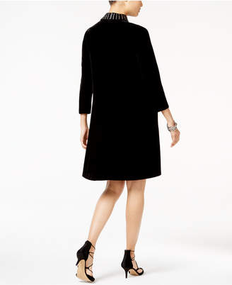 Alfani Velvet Embellished Mock-Neck Dress, Created for Macy's