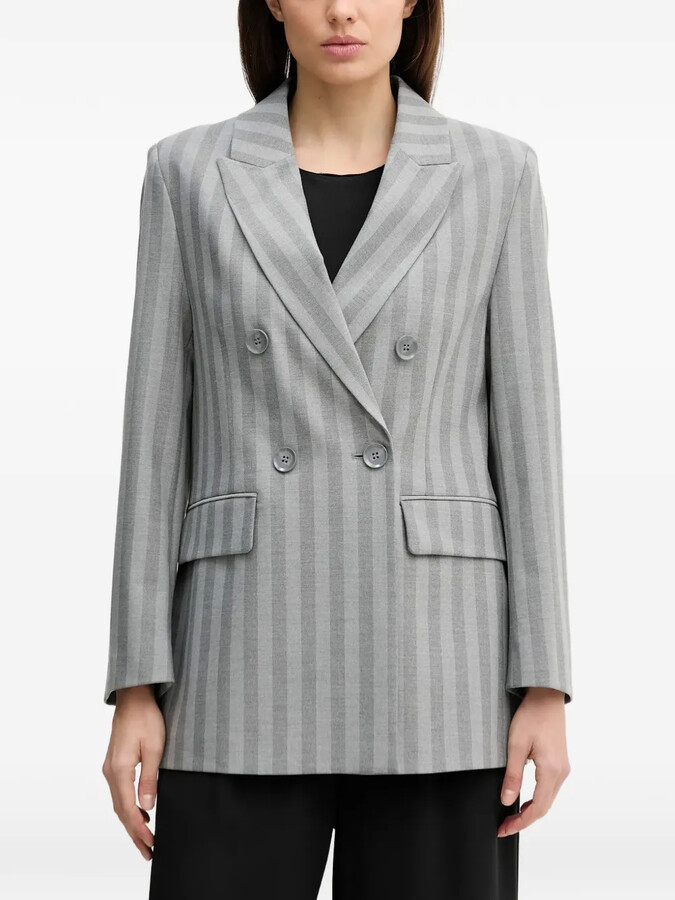 Sisley Striped Double-Breasted Blazer