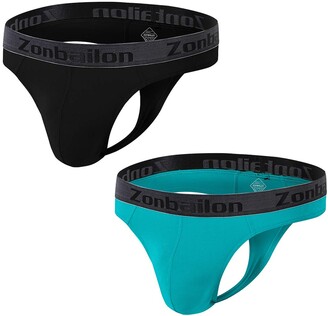 ZONBAILON Men's Thongs Bamboo Spandex Low Rise Stretch Sexy T-Back ...