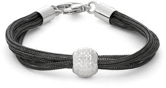 Tiara Sterling Silver Black Rhodium Mesh Diamond Cut Ball Bracelet