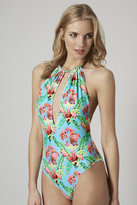 Thumbnail for your product : Topshop Tropical halter swimsuit