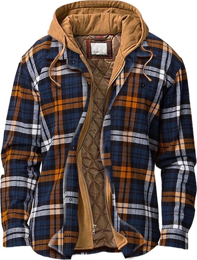 mens flannel hooded jacket