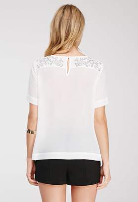 Forever 21 Forever 21 Contemporary Embroidered Floral Pattern Blouse