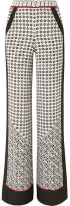 Talitha - Printed Silk Crepe De Chine Wide-leg Pants - Black