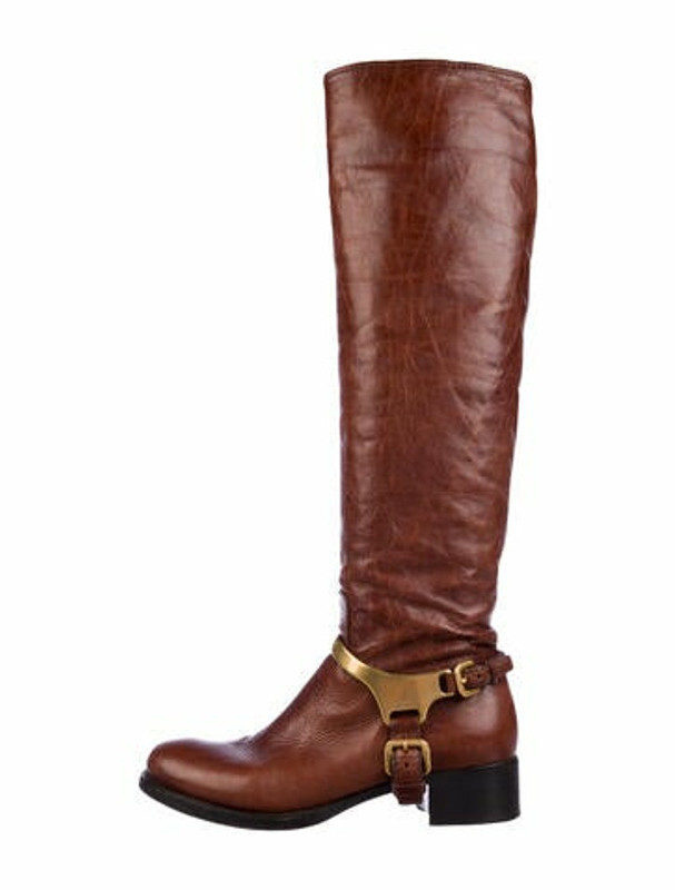 Prada Leather Riding Boots Brown ShopStyle